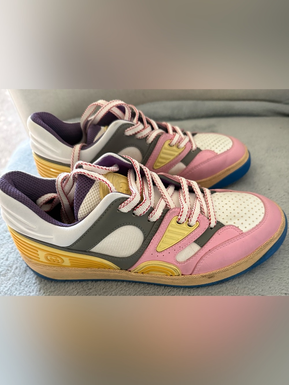 Gucci Pink, Gray and Yellow Women's Sneakers
